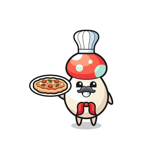 Premium Vector Mushroom Character As Italian Chef Mascot