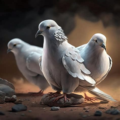 Premium Photo Beautiful White Pigeons Realistic Background Image Ai