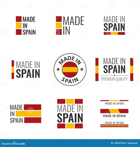 Made In Spain Labels Set Spanish Product Emblem Stock Vector