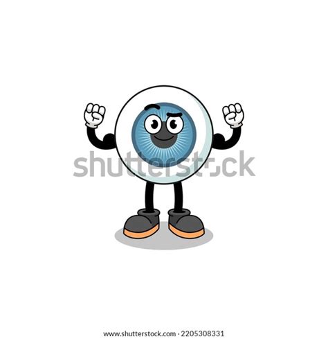 Mascot Cartoon Eyeball Posing Muscle Character Stock Vector Royalty