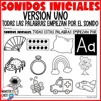 Abecedario Sonidos Iniciales Beginning Sounds Spanish Worksheets