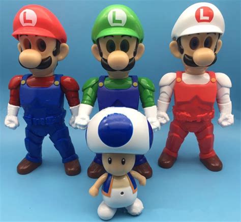 4pcs Set Games Super Mario Bros Peach Toad Luigi Kinopio Supermarke PVC