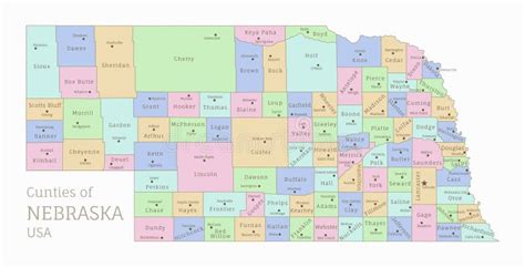 Nebraska State Map Counties Stock Illustrations Nebraska State