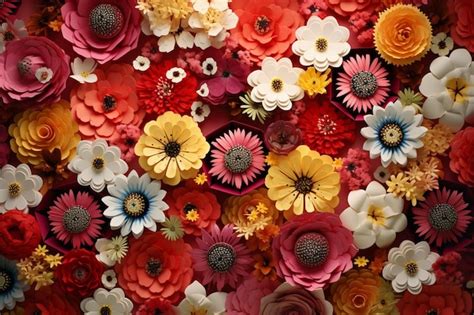 Premium Photo Vibrant Floral Paper Hexagon Texture