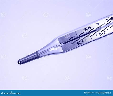 Medical Mercury Thermometer Shows Body Temperature 366 Celsius Very