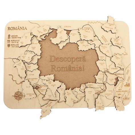 Puzzle Cu Harta Judete Romania Din Lemn Piese Cm X Cm Emag Ro