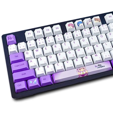 154PCS Lavender Floral Themed Keycap Set Pink Purple Keycap PBT