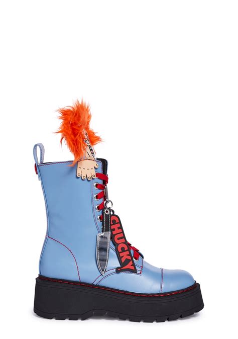 Dolls Kill X Chucky Platform Boots Blue