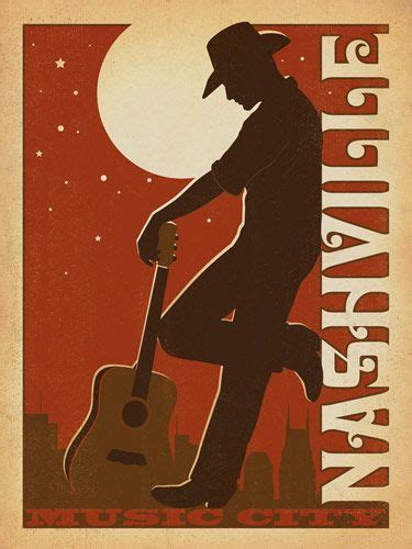 An Old Poster With A Man Holding A Guitar