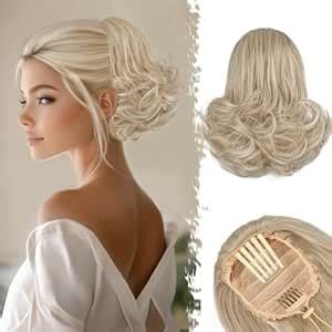 Amazon BARSDAR Short Blonde Drawstring Ponytail 10 Inch Wavy