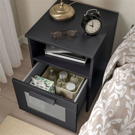 BRIMNES bedside table, black, 39x41 cm - IKEA