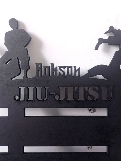 Porta Faixa E Medalha Jiu Jitsu Mdf Mm Preto Elo