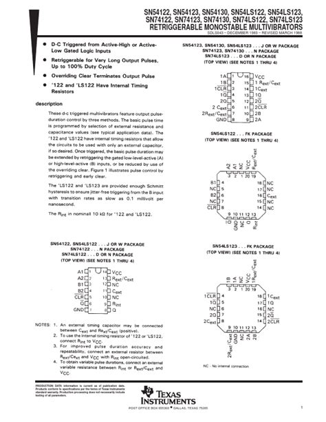 Ls Datasheet Dual Retriggerable One Shot