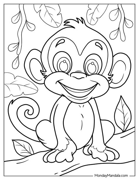 26 Monkey Coloring Pages Free PDF Printables