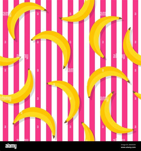 Banana Pattern Repeat Banana Pattern On Pink Stripes Yellow Bananas