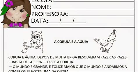 Sequência Didática Atividades Fábulas a coruja e a águia