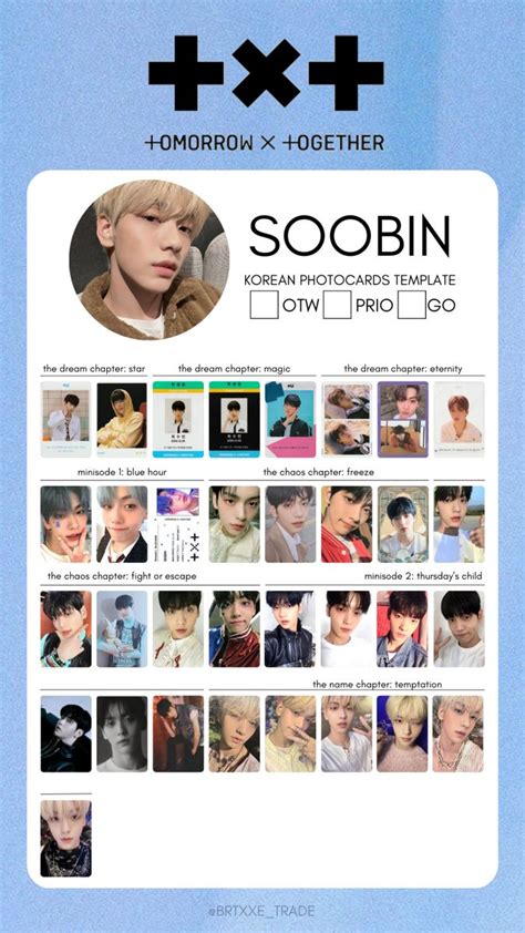 TXT Soobin Korean Album Photocards Template