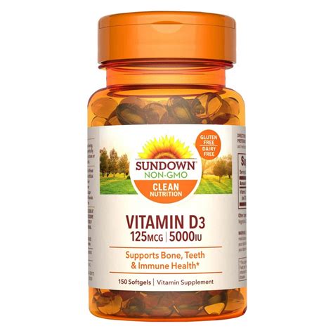 Sundown Naturals® Vitamin D3 125 Mcg 5000 Iu 150 Softgels