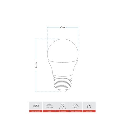 L Mpada Led Bolinha Luz Vermelha W Bivolt Eletrosul Materiais