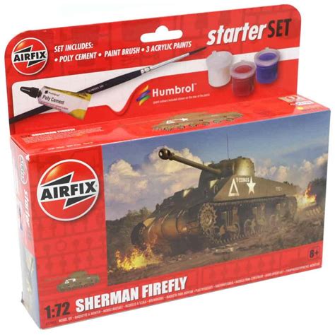 Airfix Sherman Firefly Tank Model Kit Starter Set Scale 1 72