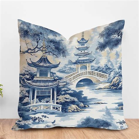 Aroggeld Japanese Chinoiserie Cushion Cover Chinoiserie