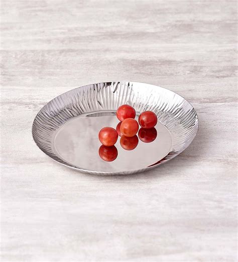 Buy Hammering Stainless Steel Dinner Plate By Arttd Inox Online