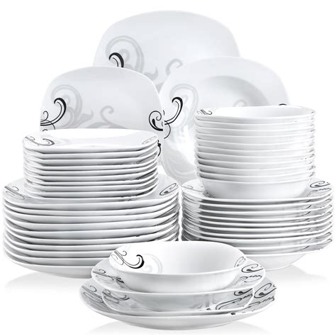 Veweet Series Zoey Piece Porcelain Dinnerware Set Ivory White