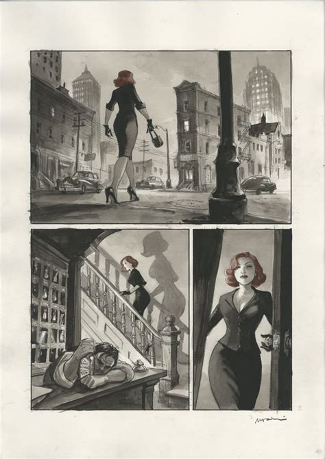 Marini Original Illustration Noir Burlesque Page Watercolor