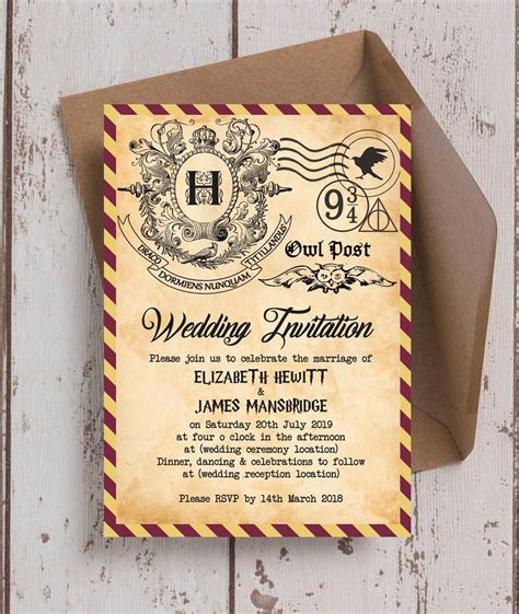 Harry Potter Wedding Invitation Template Free Printable Templates