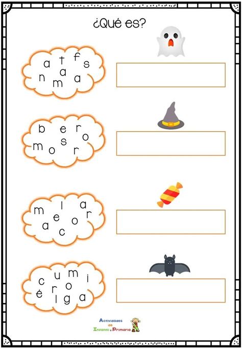 Lectoescritura Letras Desordenadas Con Vocabulario De Halloween