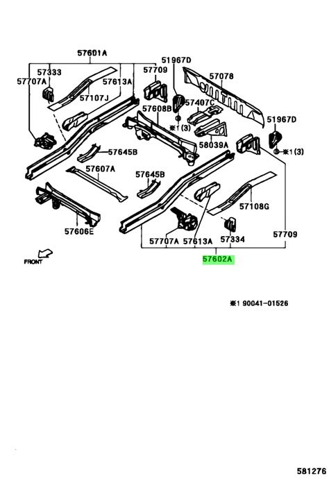 Купить Toyota 5760297515 57602 97515 Member Sub Assy Rear Floor Side