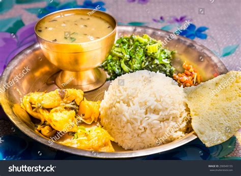 Dal Bhat Traditional Nepali Meal Platter Stock Photo