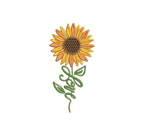 Sunflower Embroidery Design Flower Machine Embroidery File 5 Etsy