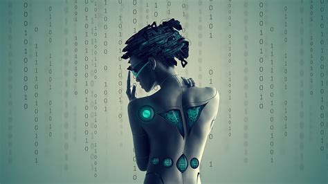 Femme nue cyberpunk cyborg oeuvre d art art numérique femmes