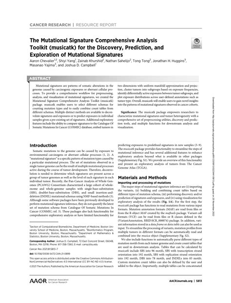 Pdf The Mutational Signature Comprehensive Analysis Toolkit Musicatk