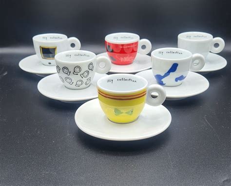 Set Of 6 Signed ILLY Art Collection Espresso Cup Set Special Artist