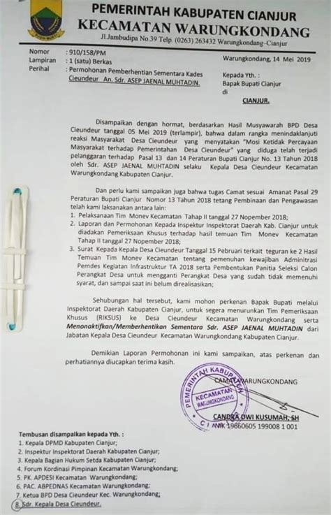 Contoh Surat Mosi Tidak Percaya Ruang Ilmu