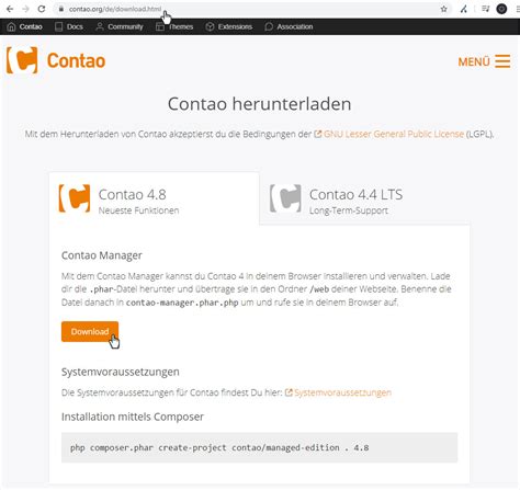 Support Tipps Tricks Contao Manager Contao Manager Installieren