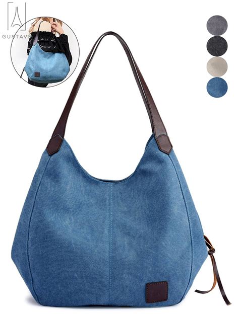 Gustave Women Fashion Multi Pocket Canvas Shoulder Bag Casual Hobo