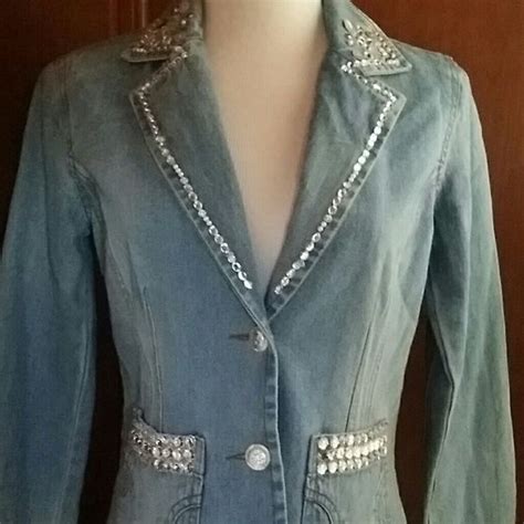 Bling Denim Blazer Nwot Stunning Gorgeous Jacketblazer Rhinestones And Buttons Embellish This