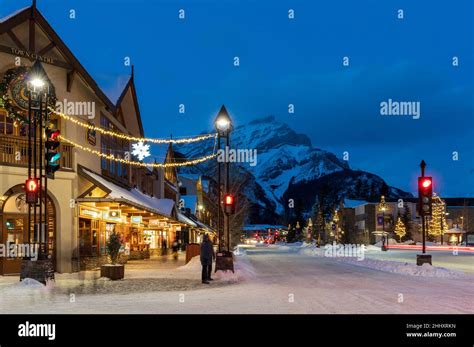 Town Of Banff Alberta Canada January 10 2022 Downtown Banff