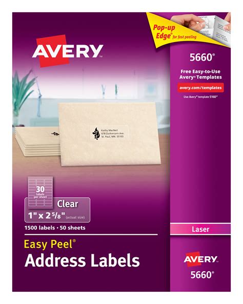 Avery Laser Postcards White 200 Pack WITH Avery 5660 Easy Peel Clear