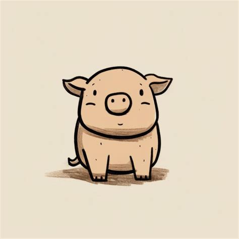 Premium Ai Image Minimalistic Handdrawn Cartoon Pig Artwork