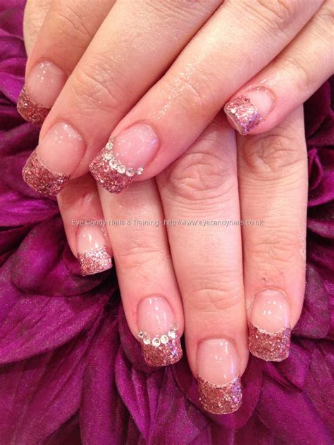 Eye Candy Nails And Training Acrylic Nails With Pink Glitter Tips And