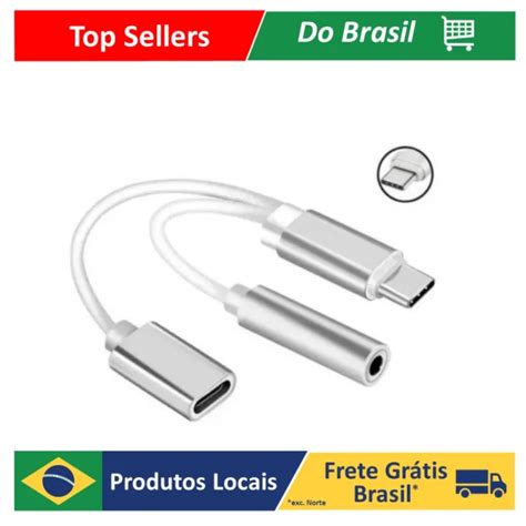 Cabo Adaptador Duplo Tipo C Carregador Fone Em Dual Para Usb C