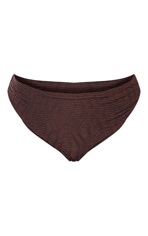 Plus Chocolate Textured High Waist Bikini Bottoms Plus Size