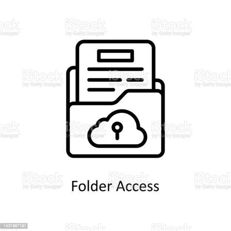 폴더 액세스 벡터 개요 아이콘 디자인 그림입니다 흰색 배경에 클라우드 컴퓨팅 기호 Eps 10 파일 0명에 대한 스톡 벡터 아트