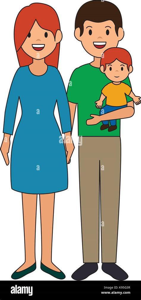 Parent Couple With Son Avatars Characters Vector Illustration Design