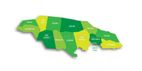 Jamaica Political Map Of Administrative Divisions Stock Vector