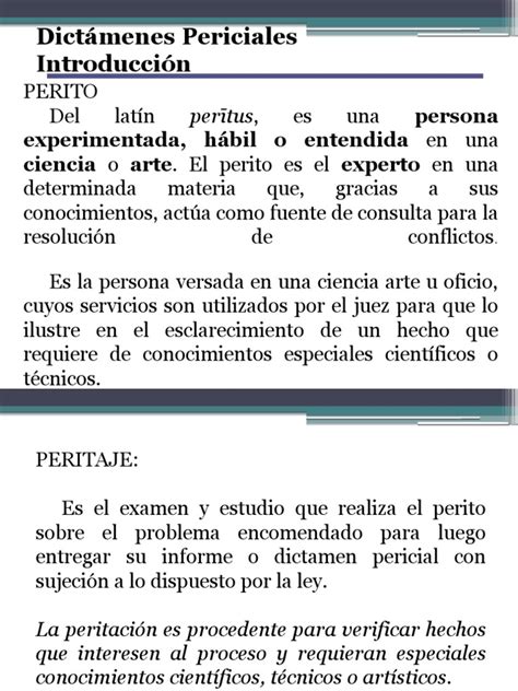 Dictamen Pericial Testigo Experto Evidencia Ley